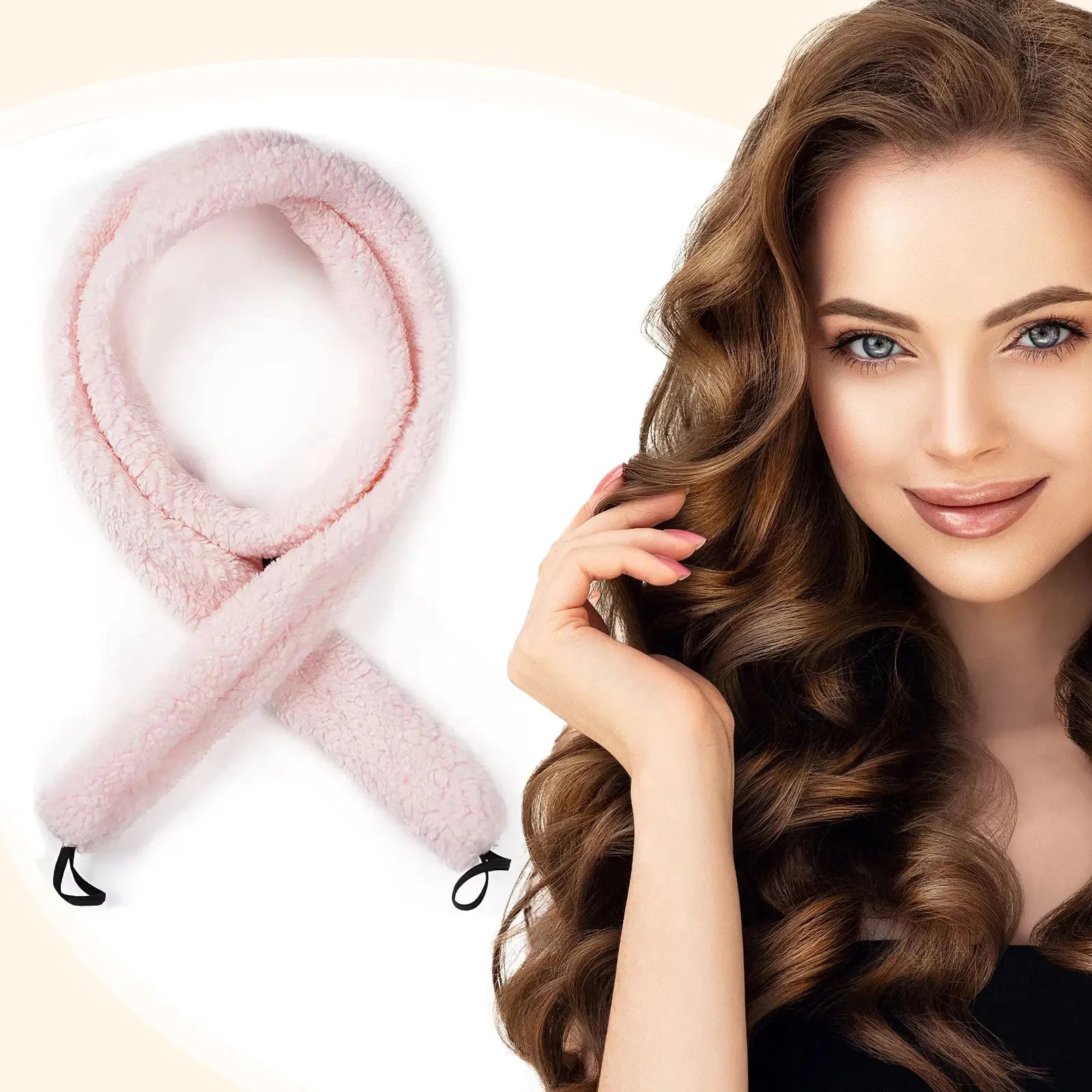 Pink Heatless Hair Curler for Overnight Waves