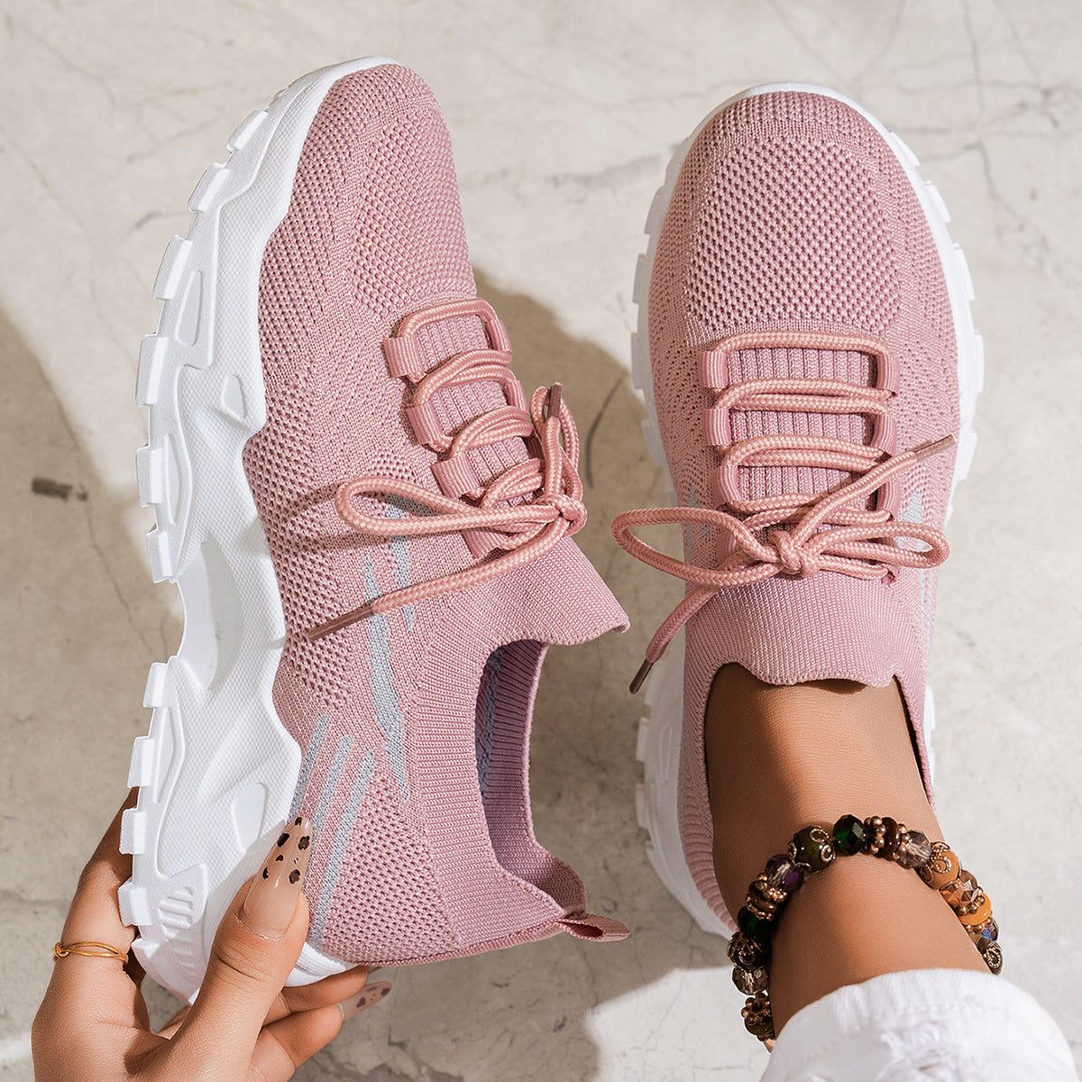 Women’s Mesh Lace Up Sneaker Lightweight Low Heel