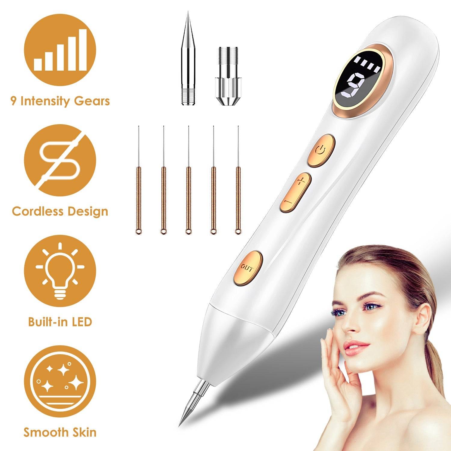 Skin Tag Remover Pen with LED Light and 9 Intensity Levels