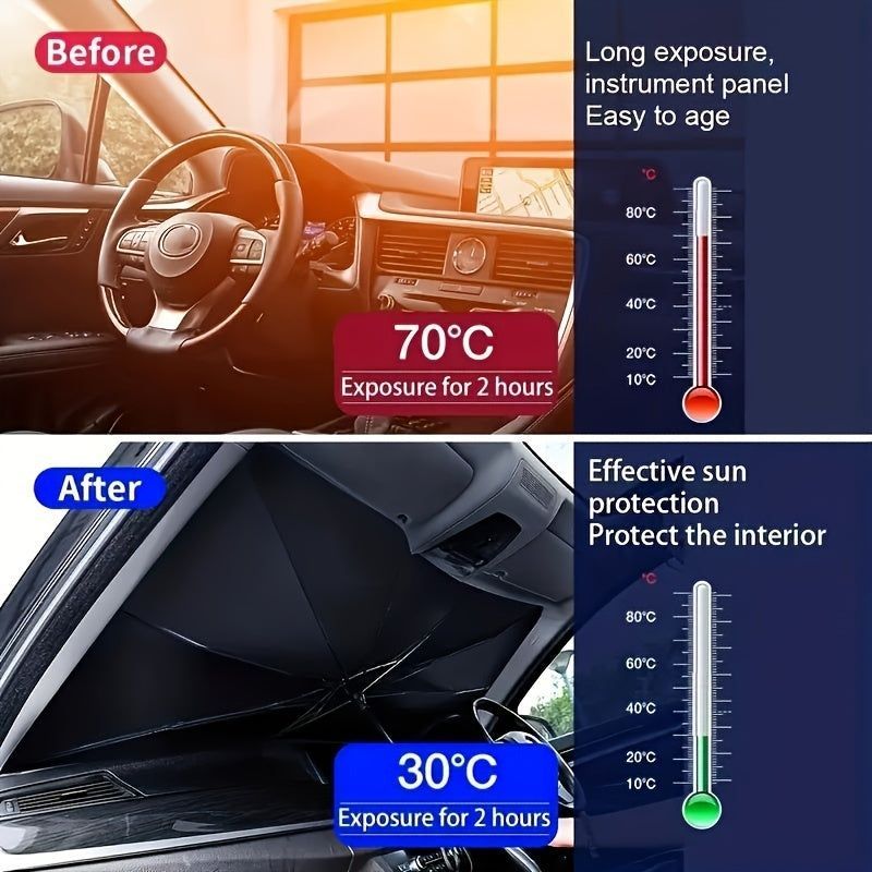 Car Umbrella Sunshade UPF50 Roll Up UV Protection Shade