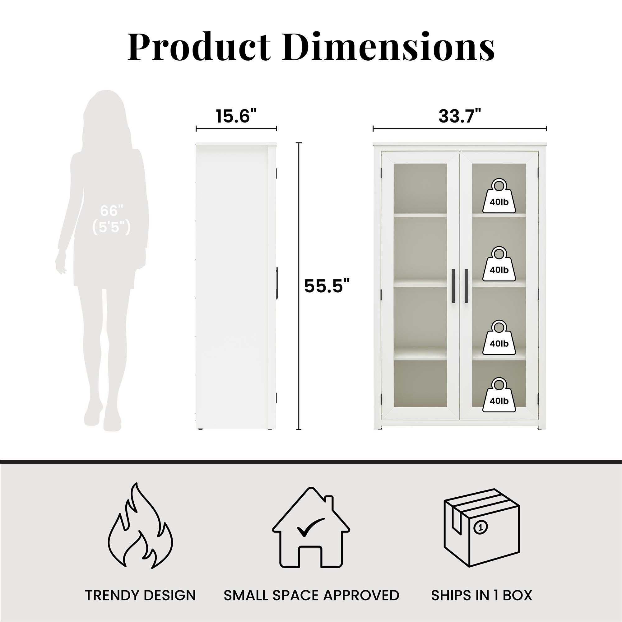 Lulu Modern Storage Cabinet With Glass Doors