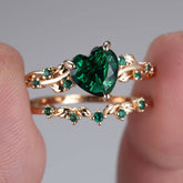 Heart Shaped Gold Plated Rings Set with Cubic Zirconia