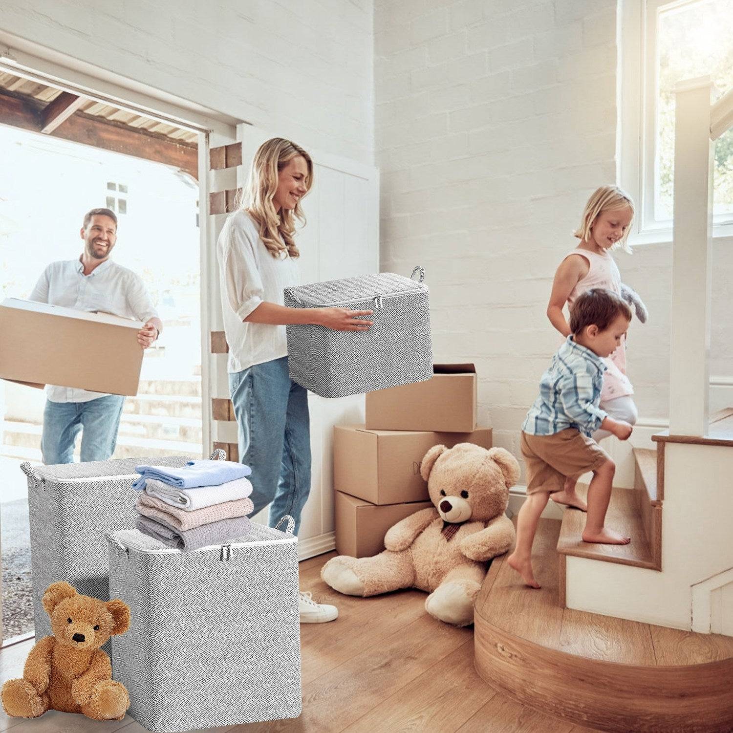 4 Pack Foldable Storage Boxes with Lid and Zipper