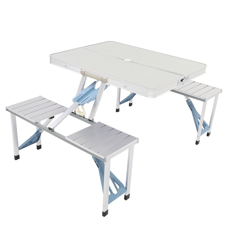 Portable Folding Camping Table with Integrated Chairs Set