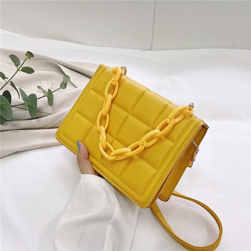 Women Small Square Tote Bag with Candy Chain Strap