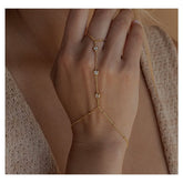 Womens Hand Chain Bracelet with Ring Boho Style