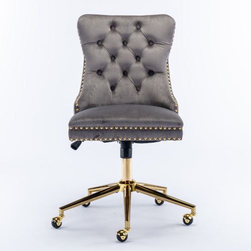 Velvet Office Chair Swivel Gold Base Tufted