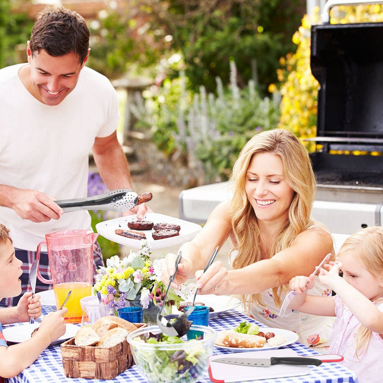 19 Piece Stainless Steel Cookware Camping Utensil Kit