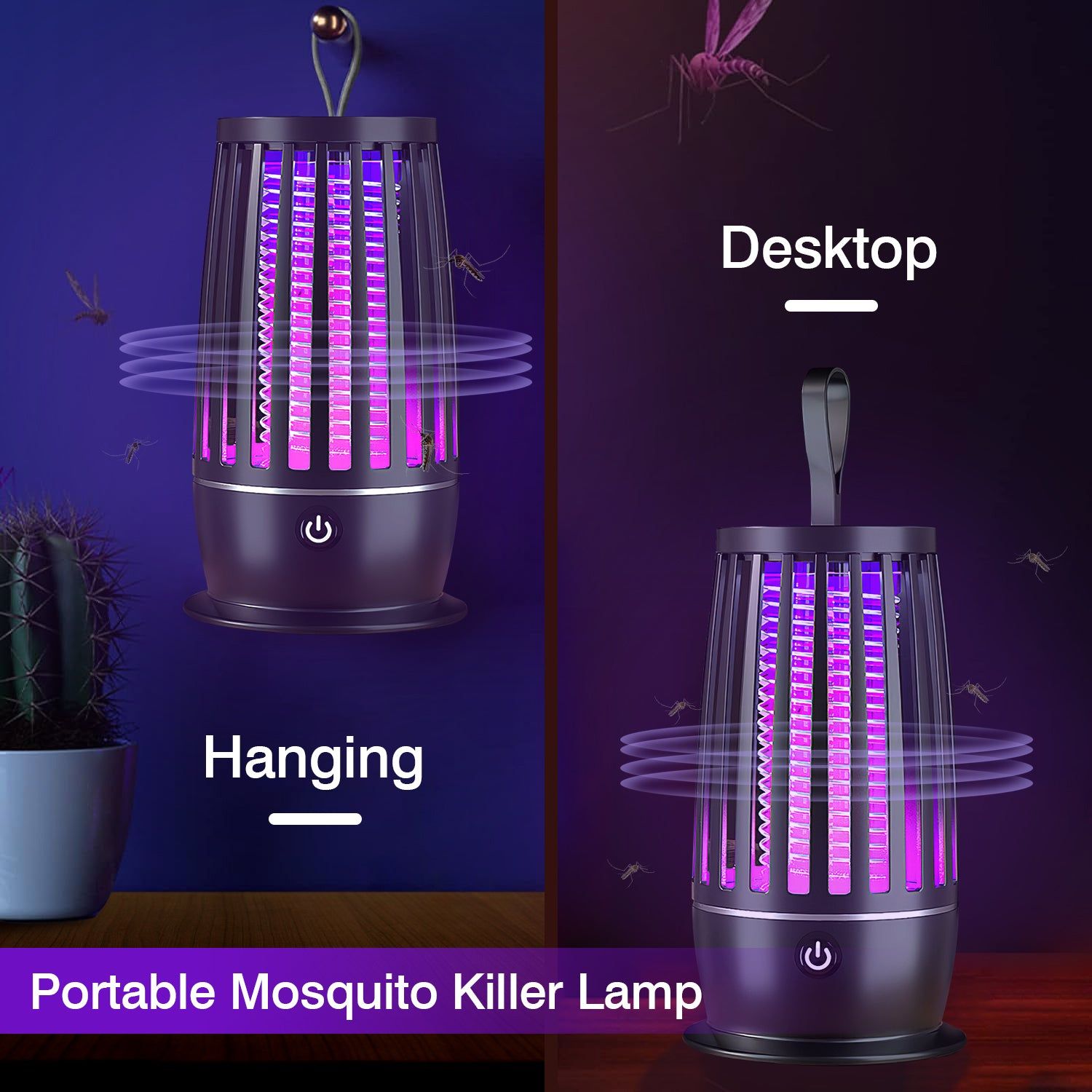 Rechargeable Insect Zapper Lamp with 3000V Grid and UV Light