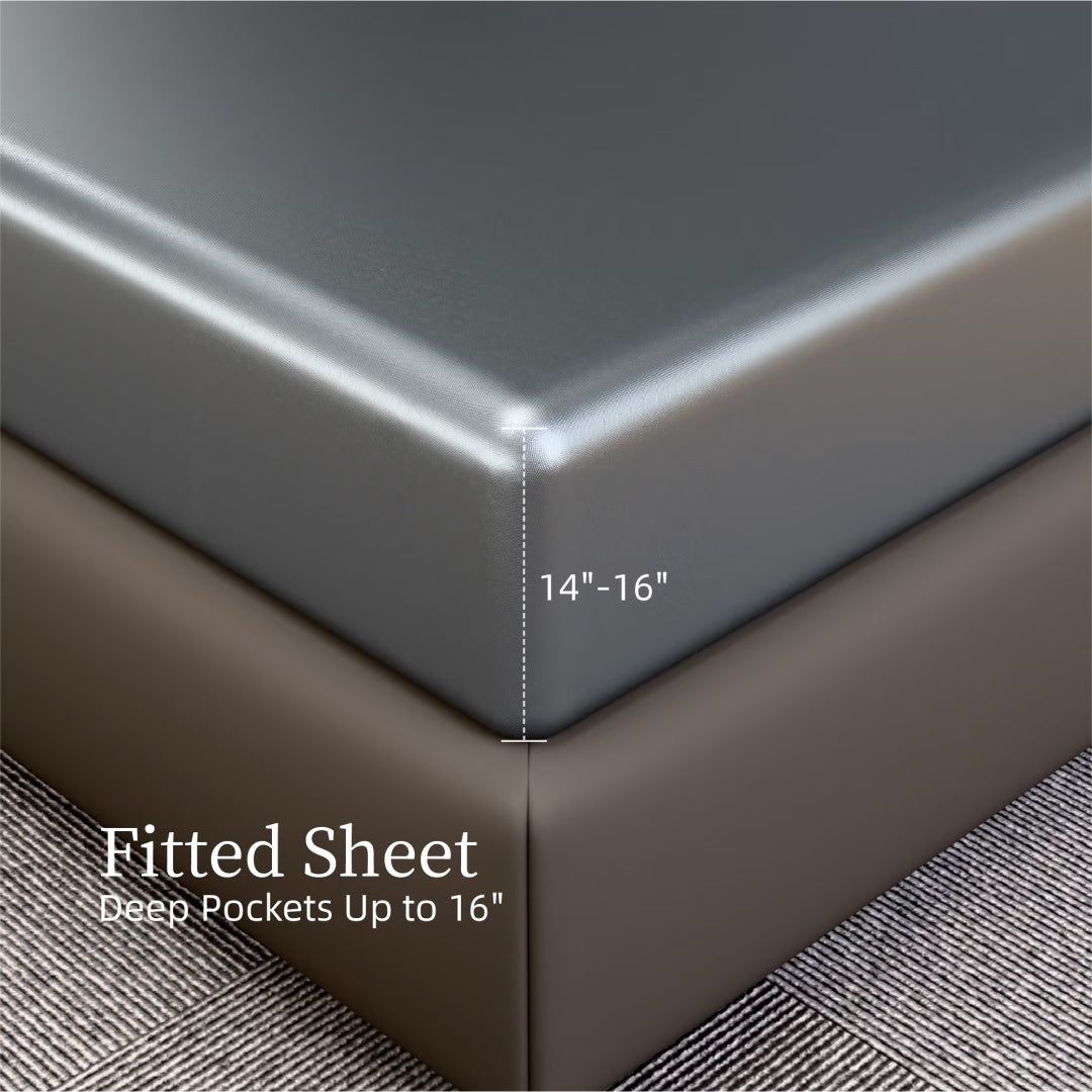 Twin Satin Bed Sheets Set 3 Piece Grey