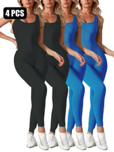 Women Jumpsuits 4 Pack Ribbed Square Neck Shaping Set