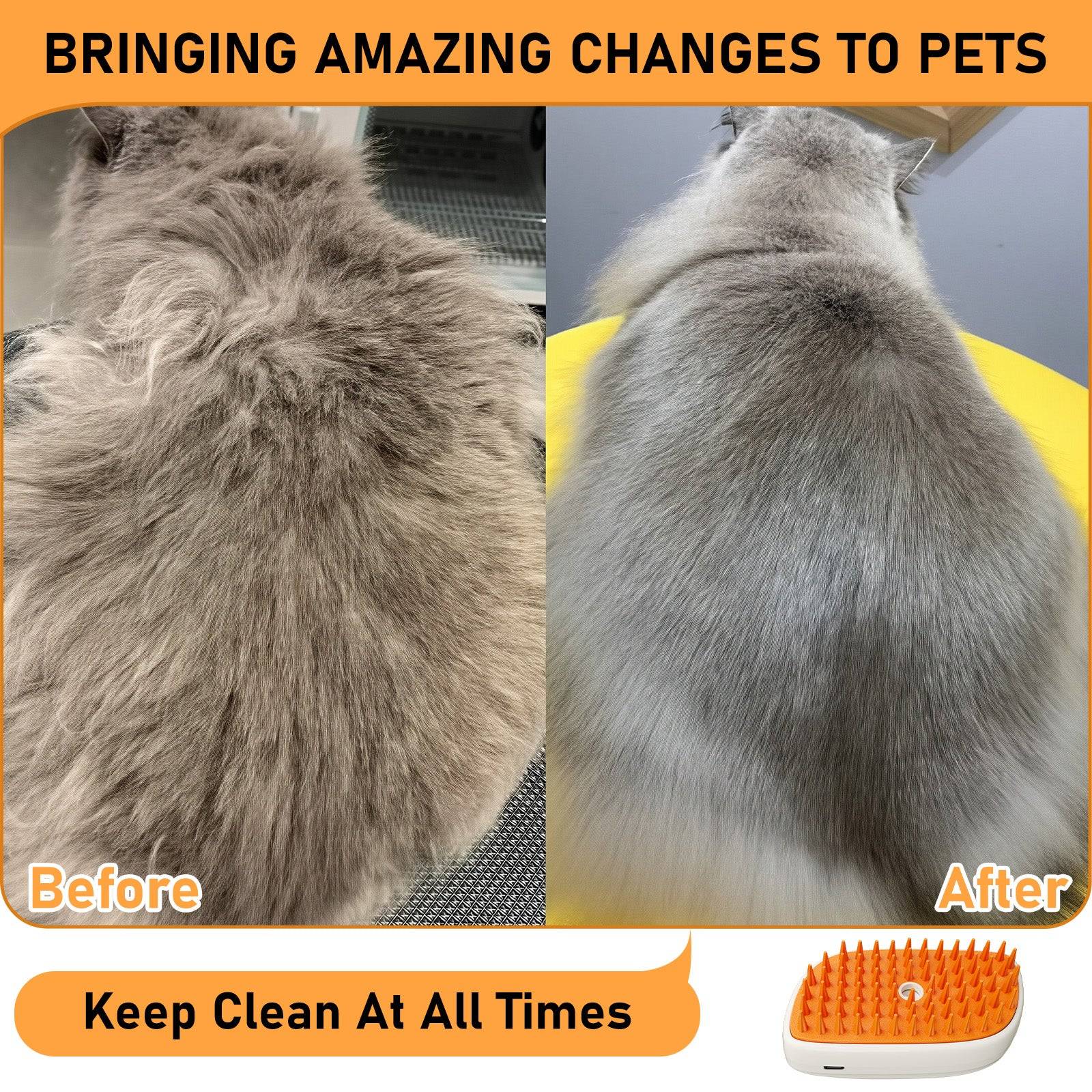 4 In 1 Steam Cat Brush For Pets