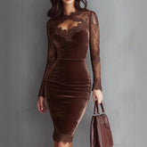 Lace Trim Bodycon Midi Dress for Elegant Evenings