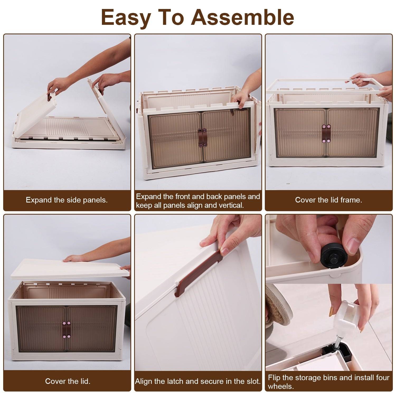 3Pcs Foldable Storage Bins with Lid and Wheels