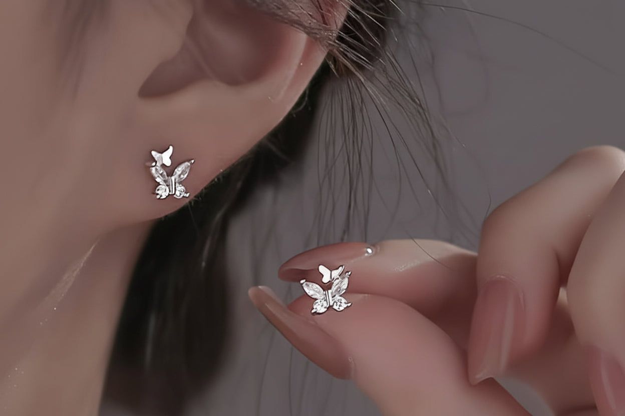 925 Sterling Silver Hypoallergenic Earrings Set with Zircon