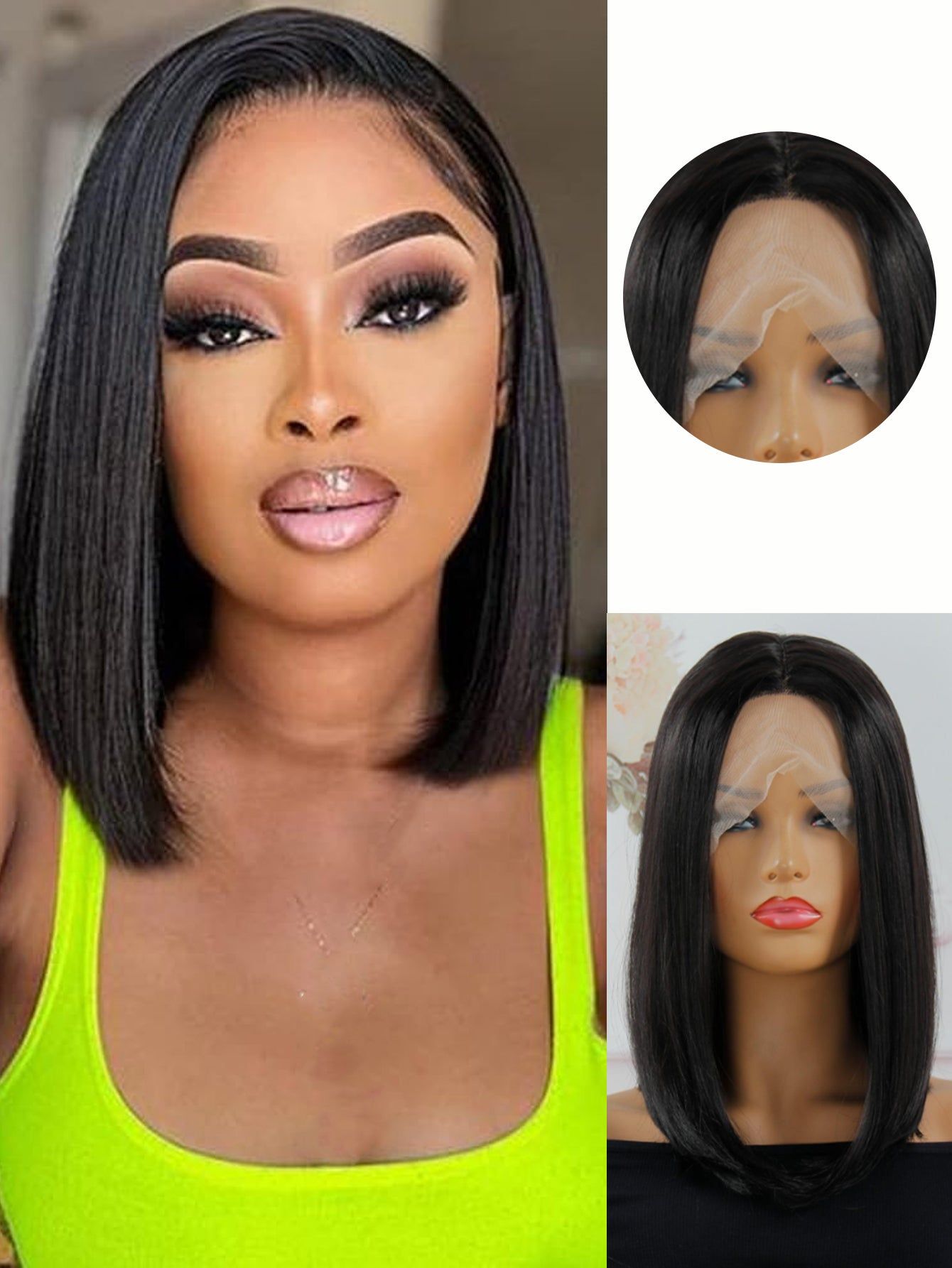 Secure 14 Inch Bob Synthetic Wig With Glueless Lace Front