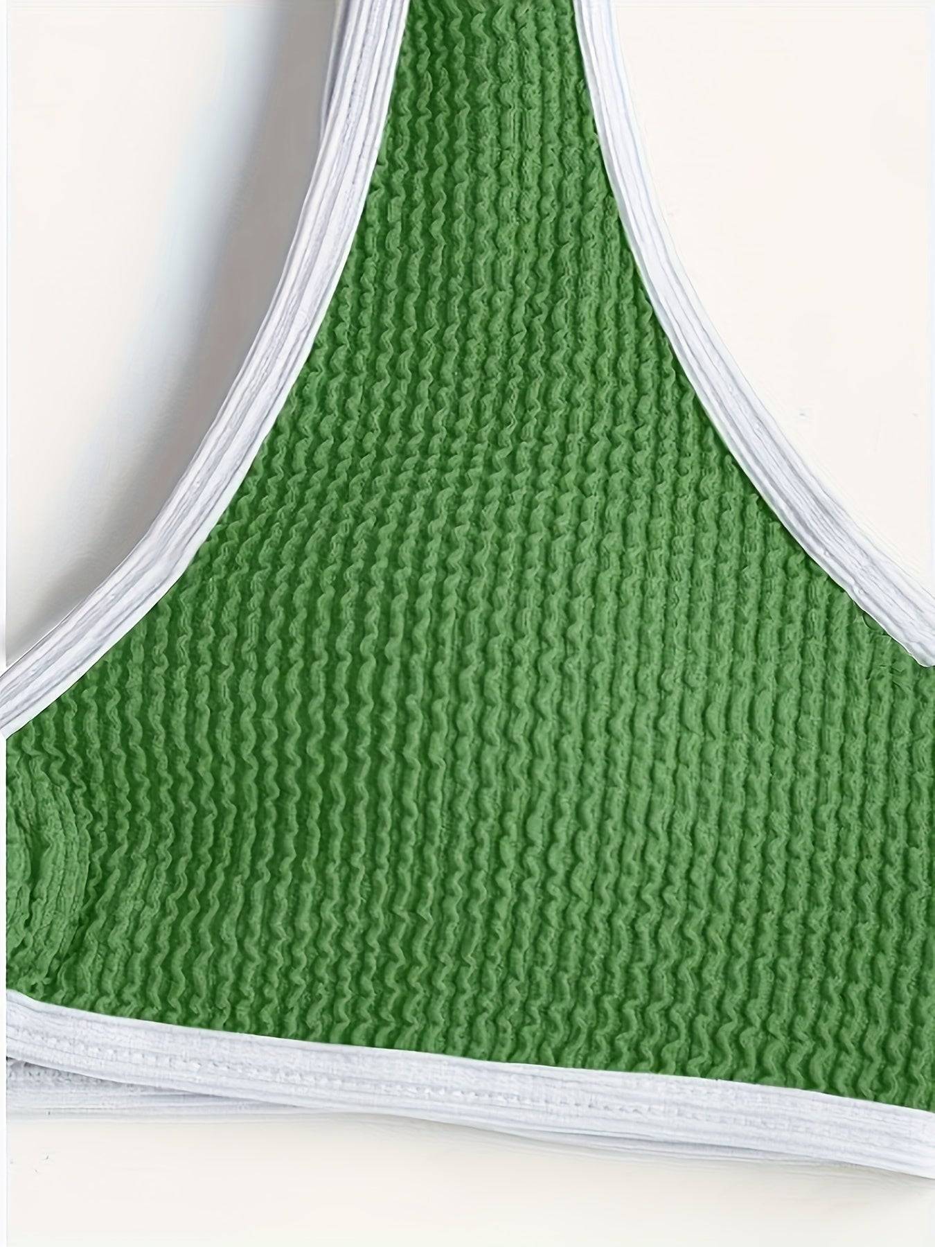 Solid Color Green Bikini Set Two Piece Swimwear