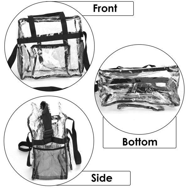 Clear PVC Tote Bag with Crossbody Strap and 4 Pockets