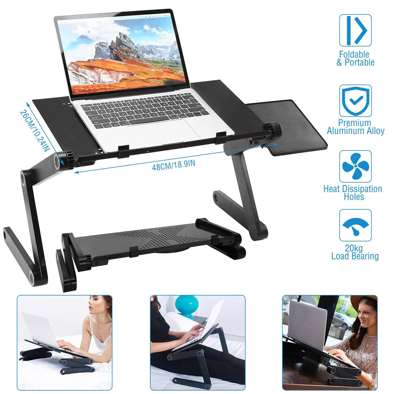 Foldable Laptop Table with 360 Adjustable Legs