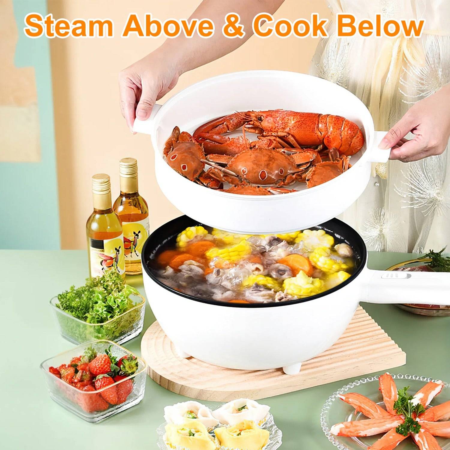 Portable Electric Hot Pot 3L Non Stick Cooker