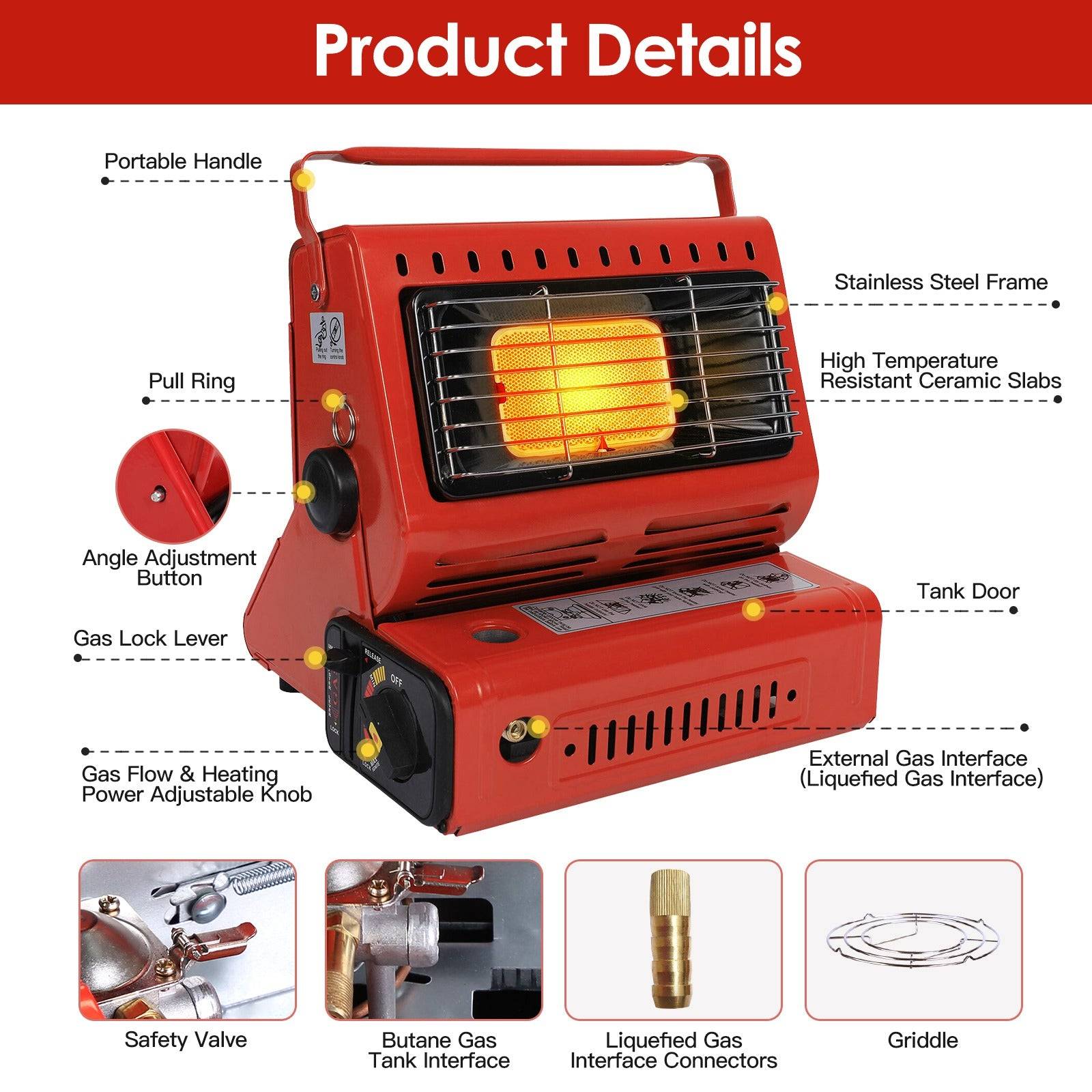 Portable 2 in 1 Gas Heater and Camping Stove