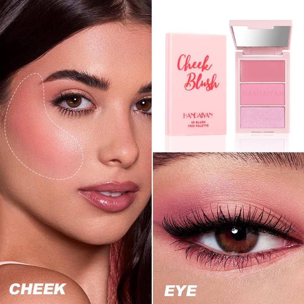 Makeup Palette 3 in 1 Blush Highlighter and Bronzer Compact