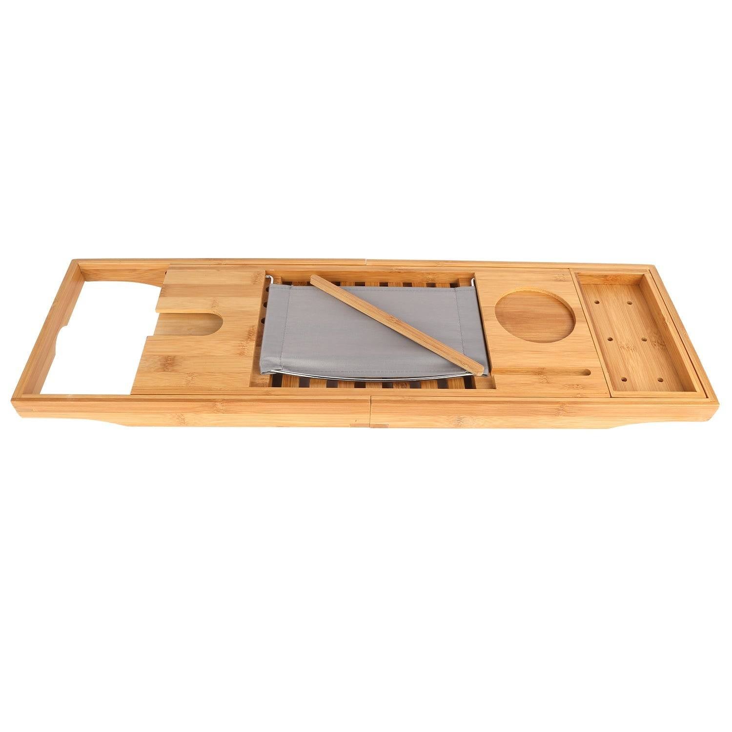 Extendable Bamboo Bath Tray with Holder