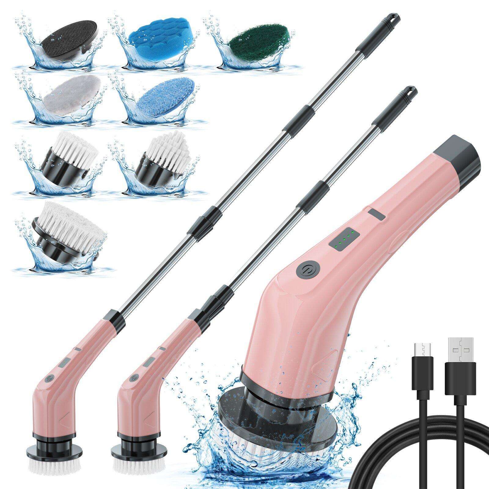 Electric Spin Scrubber Cleaning Brush With Adjustable Handle