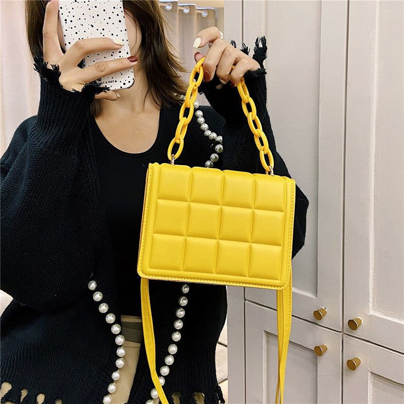 Women Small Square Tote Bag with Candy Chain Strap