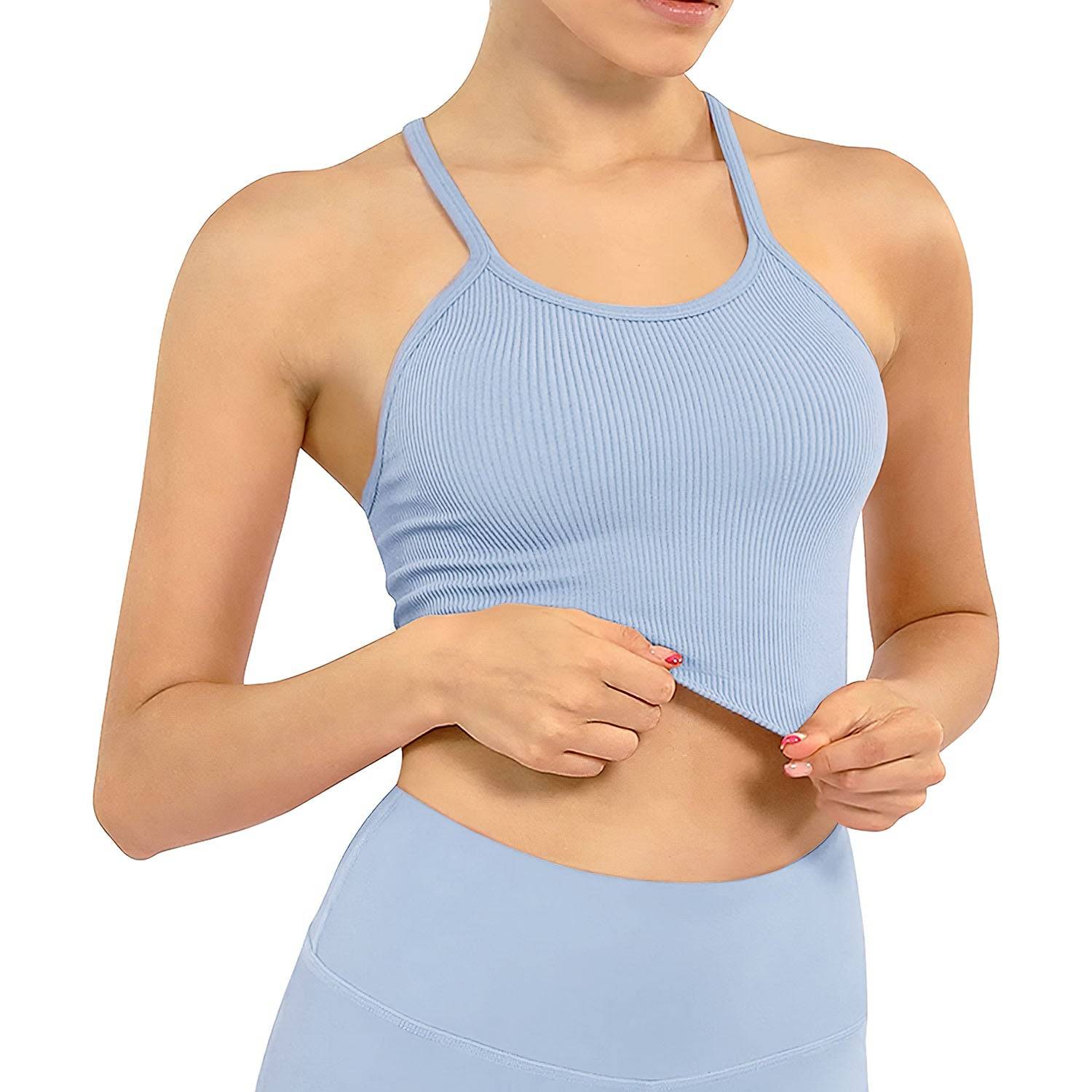 Women Ribbed Crop Tops 3 Pack Stretch Tank Set