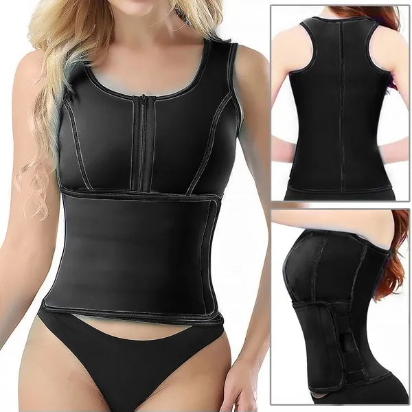 Adjustable Waist Trainer Vest with Zipper and Velcro