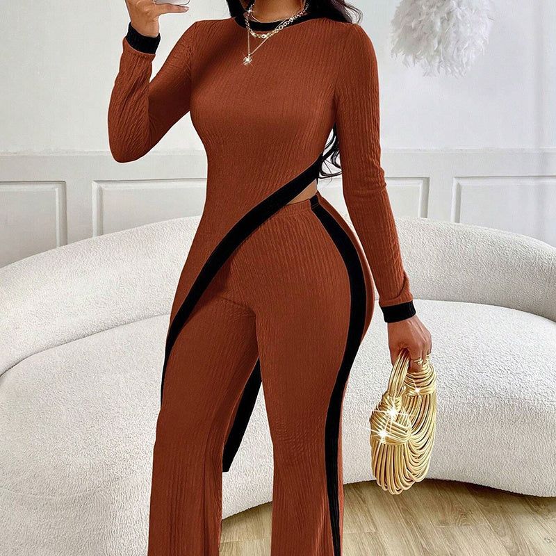 Asymmetrical Two Piece Set with Wide Leg Pants