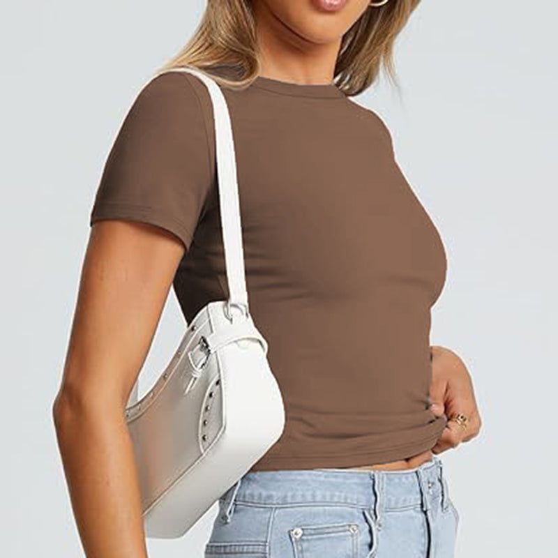 Womens Crewneck Slim Fit T Shirt For Summer Wear