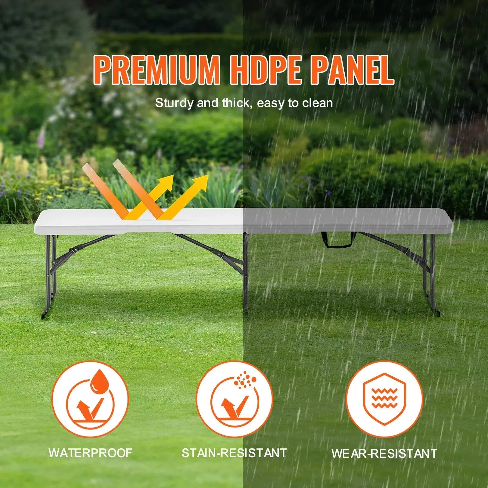 6FT Folding Plastic Bench for Indoor and Outdoor Use