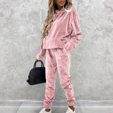 Women’s Two Piece Set Silver Fox Velvet Tracksuit