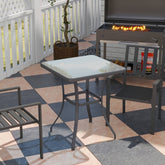 Outsunny Outdoor Bistro Table with Glass Top & Umbrella Hole