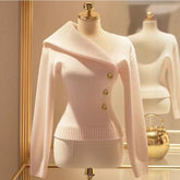 One Shoulder Y2K Blouse With Long Sleeves Slim Fit