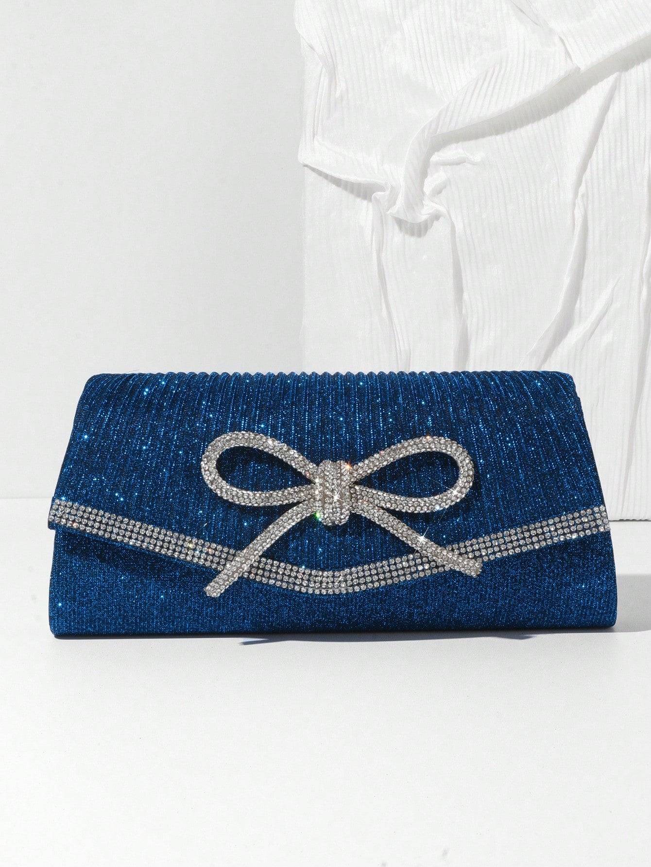 Rhinestone Bow Evening Clutch Bag