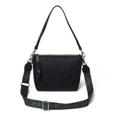 PU Crossbody Bag With Ethnic Embroidery And Zipper