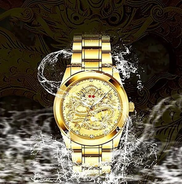 Gold Quartz Watch For Men Luxury