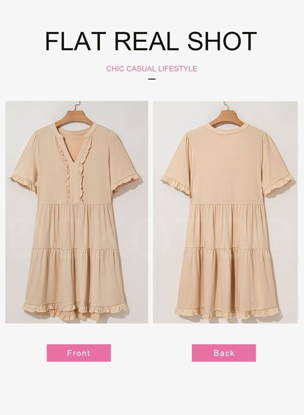 V Neck A Line Mini Dress For Women With Ruffle Detail