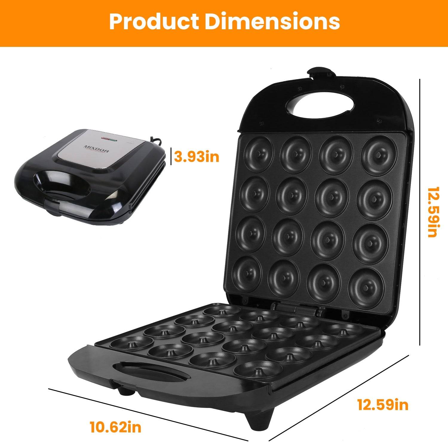 1400W Mini Donut Maker for 16 Donuts