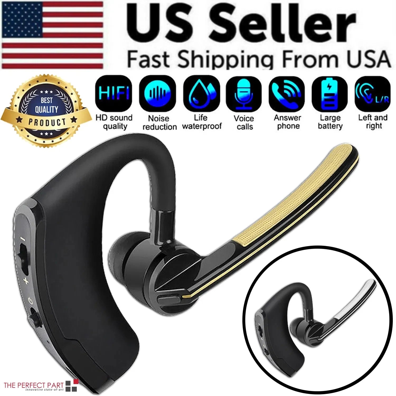 Bluetooth Headset Noise Cancelling Driver Comfort Fit