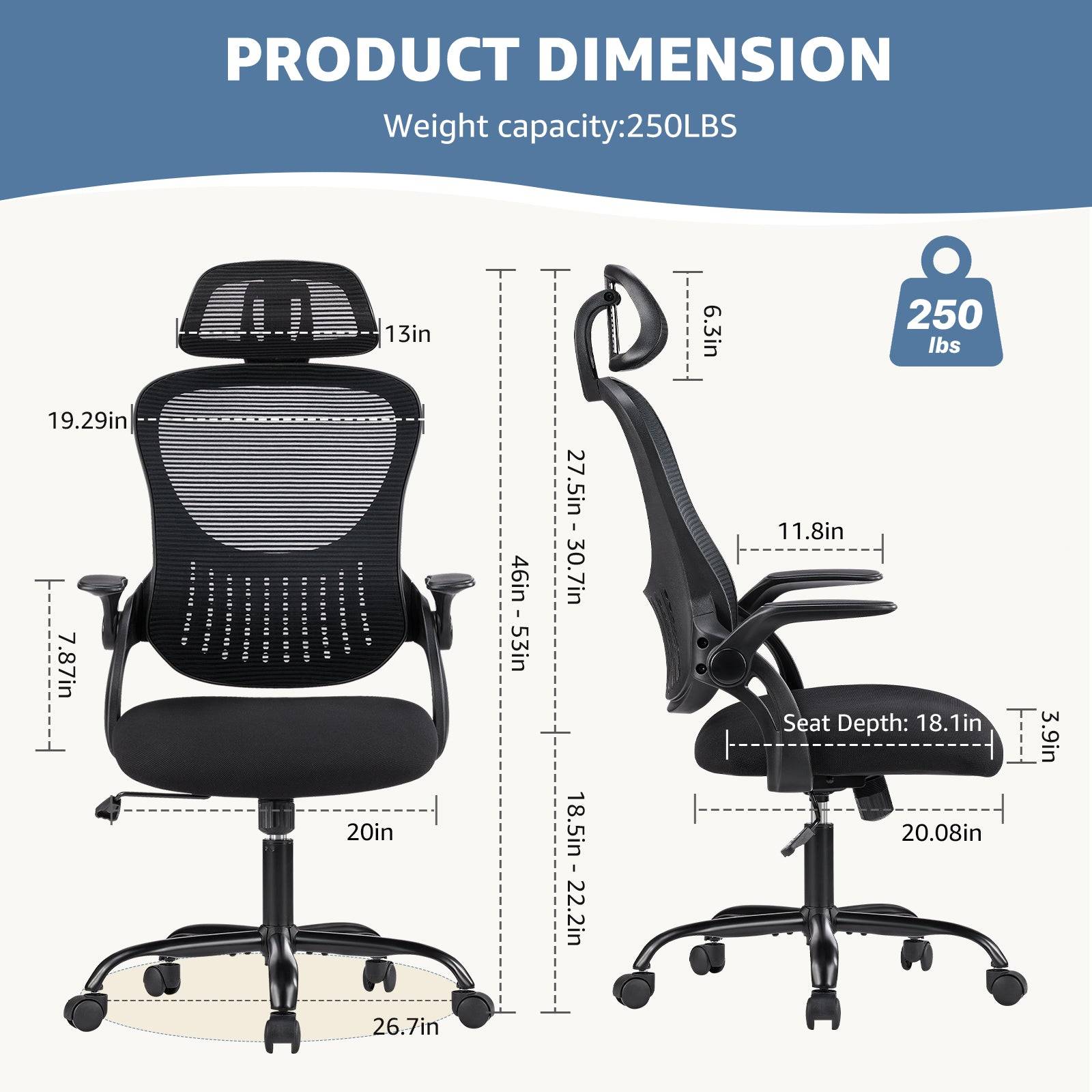 Ergonomic Office Chair with Adjustable Headrest Support