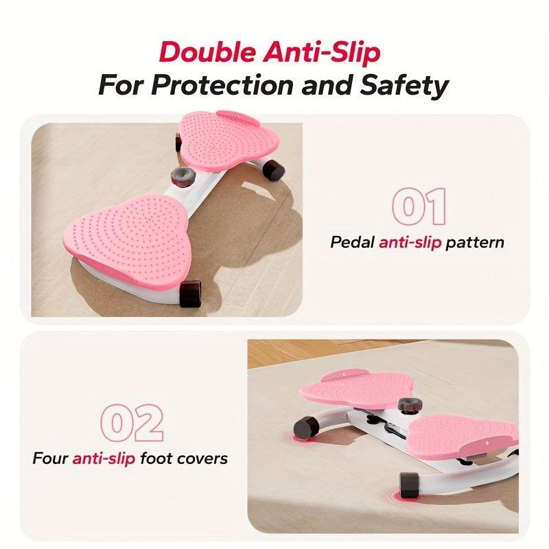 Double anti-slip design on Waist Twist Exercise Machine with textured pedals and foot covers for enhanced safety during use.