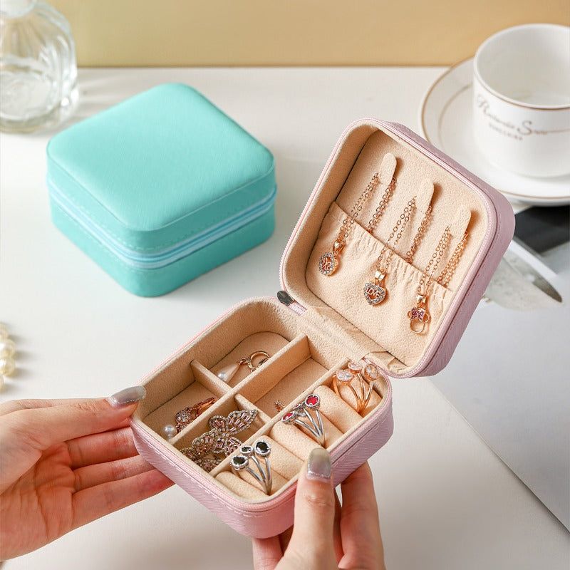 Jewelry Organizer Box For Rings And Earrings Pink Case