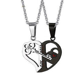 Couple Necklace Set Stainless Steel Love Pendant Gift