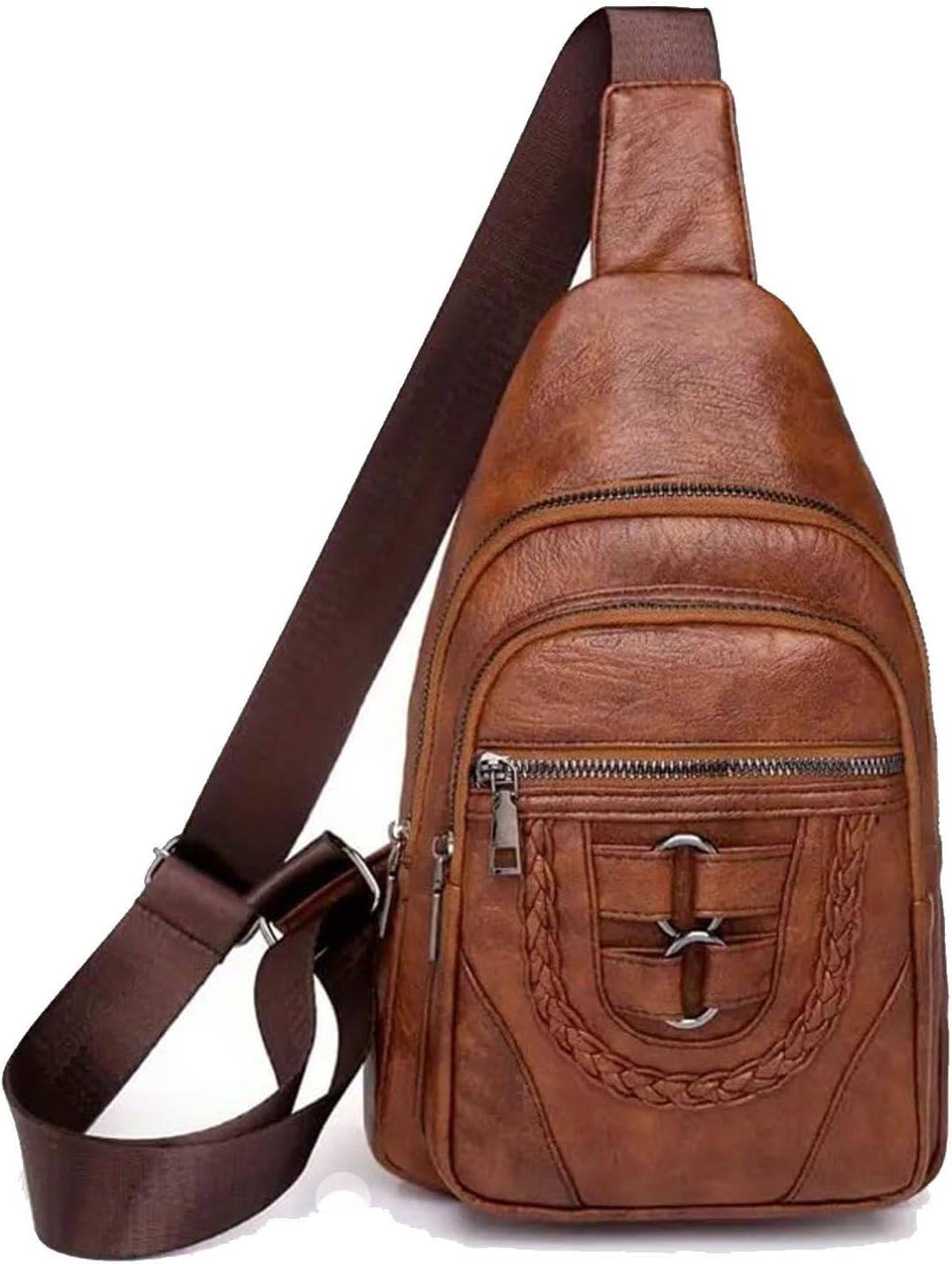 Vegan Leather Multi Way Crossbody Bag With Zipper Pockets