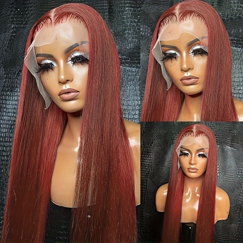 Reddish Brown HD Lace Frontal Human Hair Wig Straight