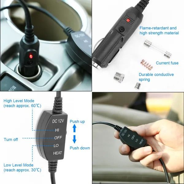 Heated Car Seat Cover 12V Adjustable Temperature Cushion